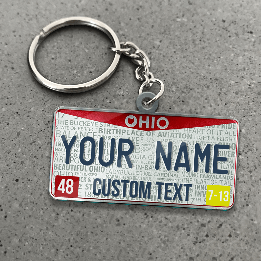 Ohio License Plate Personalized Acrylic Keychain