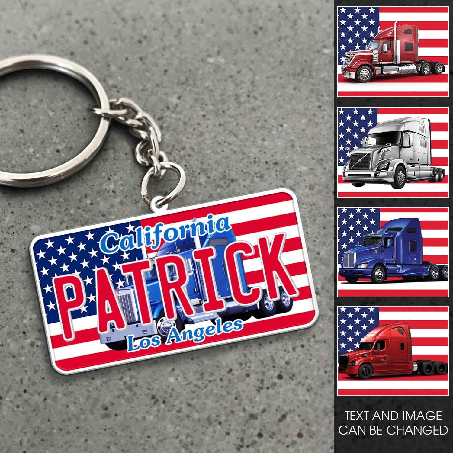 Trucker License Plate Personalized Acrylic Keychain