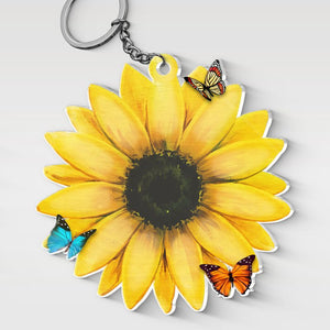 Best Grandma Ever - Family Personalized Custom Sunflower Shaped Acrylic Keychain - Birthday Gift For Grandma