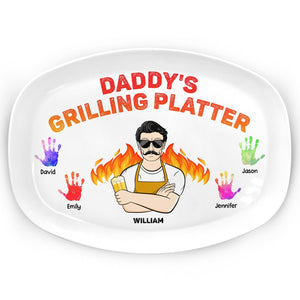 Daddy's Grilling Platter - Gift For Dad, Father, Grandfather, Grandpa - Personalized Plate