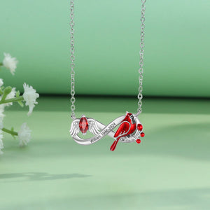 Personalised Angel Wing Cardinal Memorial Birthstone Infinity Necklace