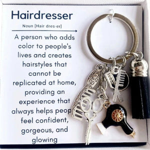 Comb Scissors Charm Hair Stylist Keychain, Gift For Barber, Hairdresser