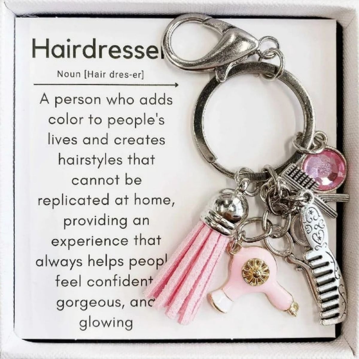 Comb Scissors Charm Hair Stylist Keychain, Gift For Barber, Hairdresser