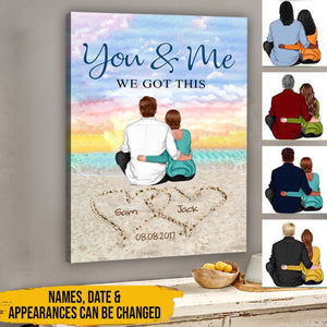 Back View Couple Sitting Beach Landscape You & Me We Got This - Personalized Couple Poster