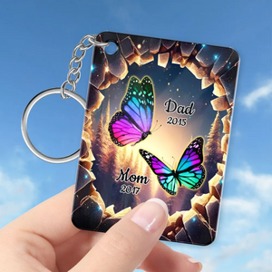 Family Butterflies 3D Hole Personalized Memorial Acrylic Keychain