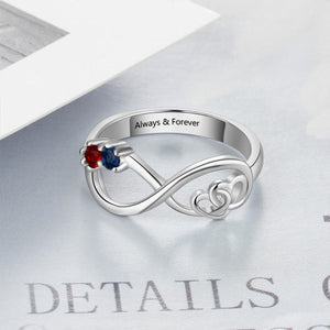 Personalized Infinity Birthstone Promise Ring, Anniversary Gift for Couples