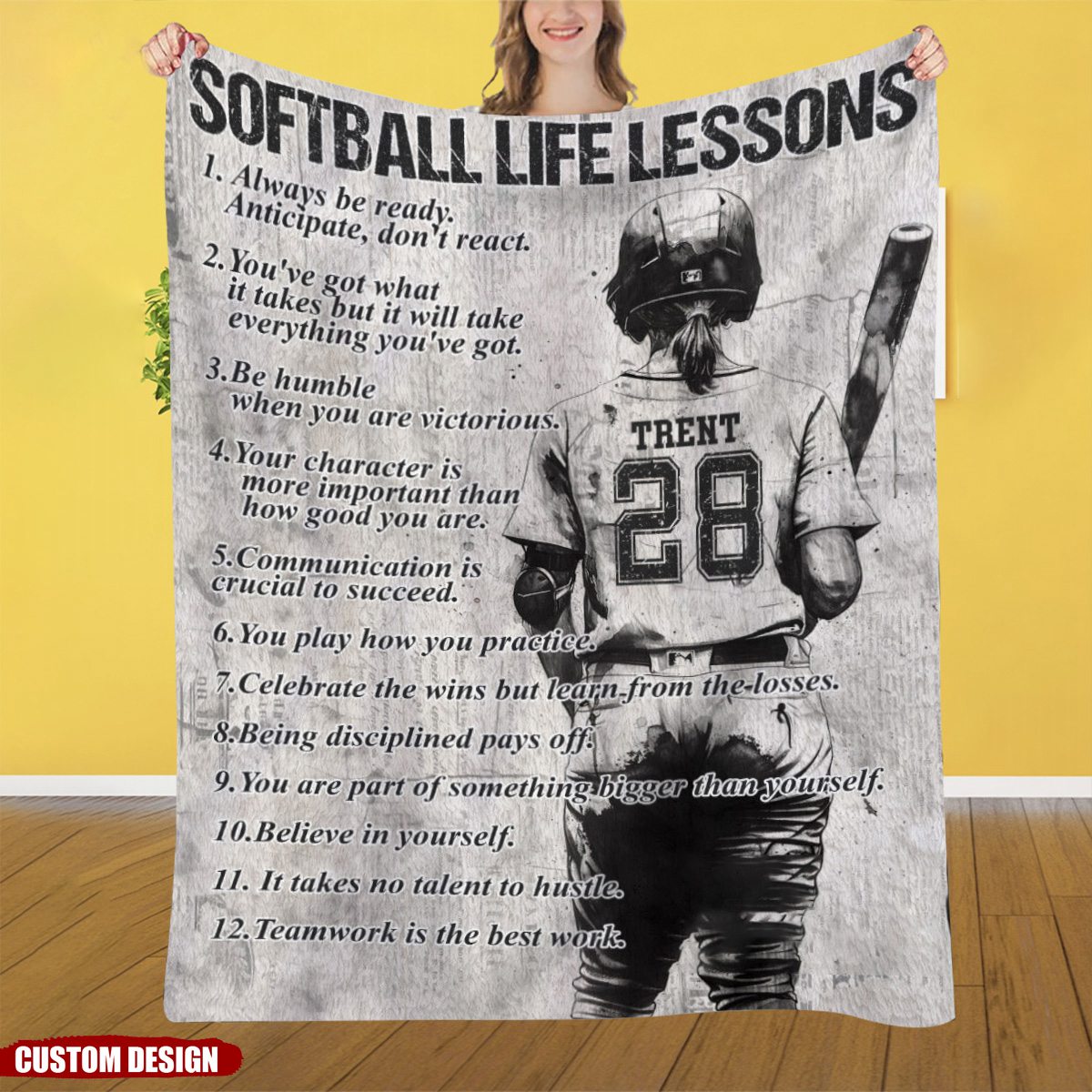 Personalized Motivational Softball Girl Blanket Gift For Softball Lovers