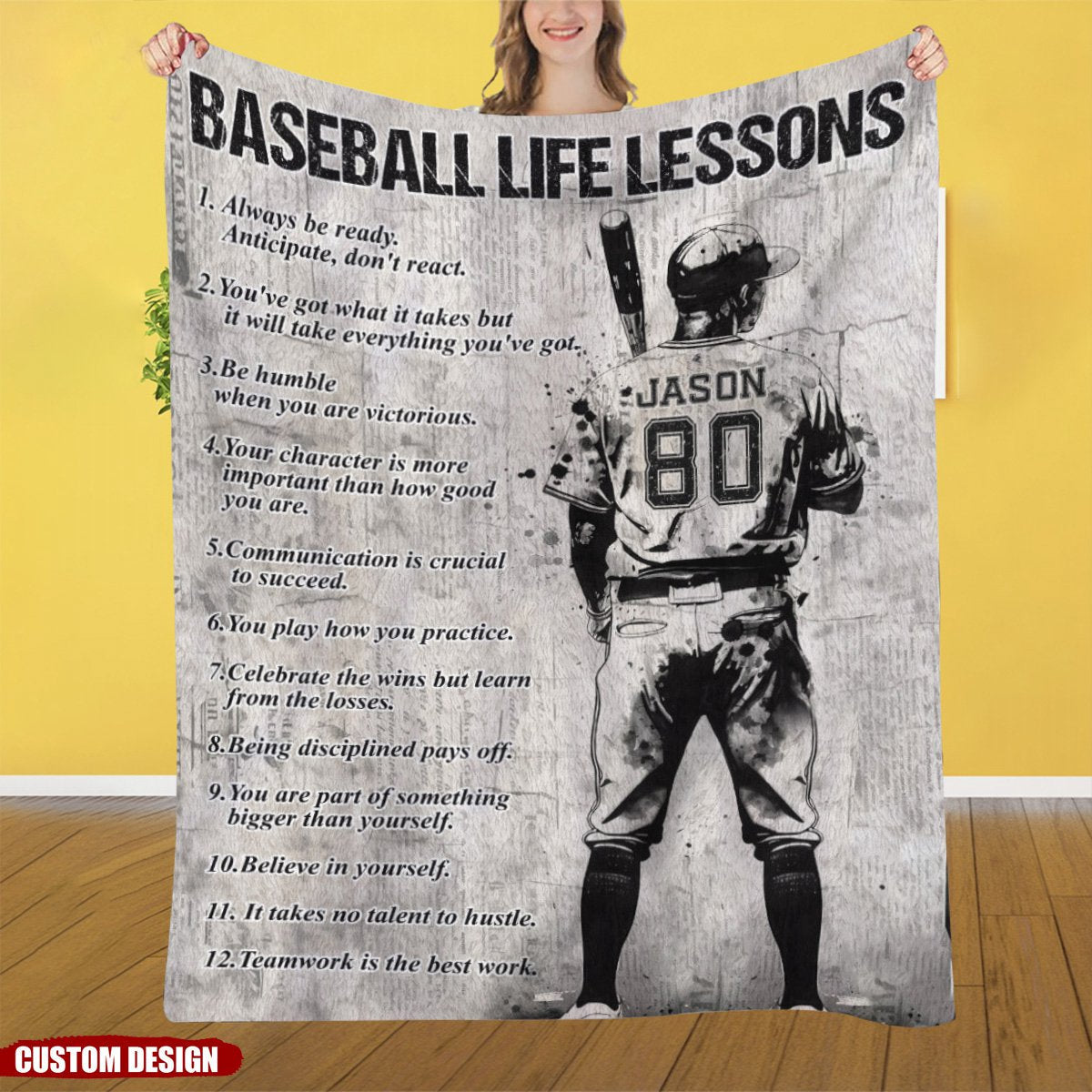 Personalized Motivational Baseball Boy Blanket Gift For Baseball Lovers