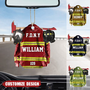 Personalized Acrylic Car Ornament - Gift For Firefighter