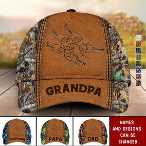 Grandpa Papa Daddy Fist Bump Fathers Day Family Personalized Cap