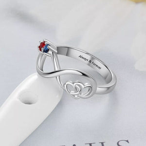 Personalized Infinity Birthstone Promise Ring, Anniversary Gift for Couples