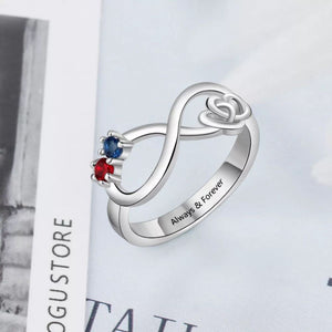 Personalized Infinity Birthstone Promise Ring, Anniversary Gift for Couples