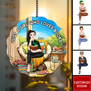 Personalized Girl Reading Window Hanging Suncatcher - Gifts For Book Lover