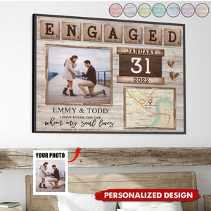 Map Print Engagement-Personalized Photo Poster-Gift For Newly Engaged