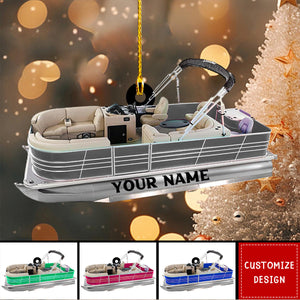 Personalized Pontoon Boat Acrylic Christmas Ornament - 2024 New Release