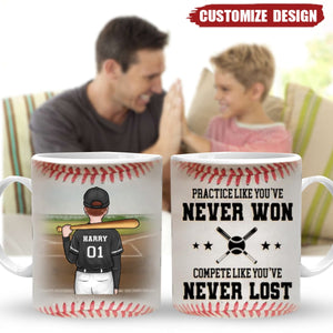 Hone Skills, Unburdened By Wins- Family Personalized Mug - Gift For Baseball Lovers