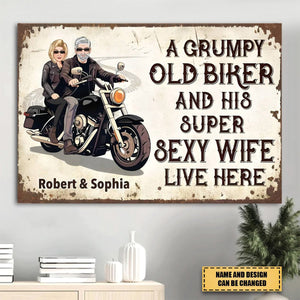 Grumpy Biker And His Wife - Gift For A Biker - Personalized Custom Poster