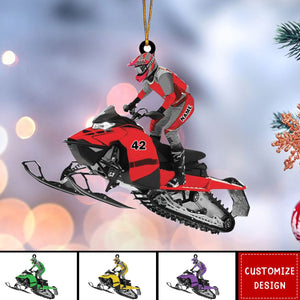 2024 New Release Personalized Snowmobile Acrylic Christmas Ornament Gift For Snowmobile Lovers