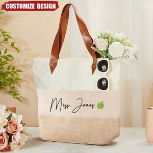 Personalized Woman Canvas Tote Bag -  Gift For Mom,Grandma