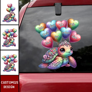 Pretty Sea Turtle Nana Auntie Mom Sweet Heart Balloon Kids Personalized Decal