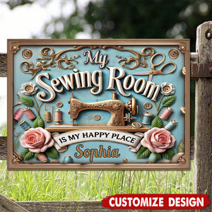 My Sewing Room - Personalized Sewing Rectangle Metal Sign