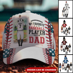 My Favorite Player Calls Me Dad/Grandpa - Personalized Baseball Kids & Dad/Grandpa Classic Cap