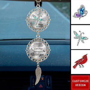 Connecting Love Through Memories - Personalized Metal Car Hanging Ornament With Charm - Sympathy Gift For Family Members