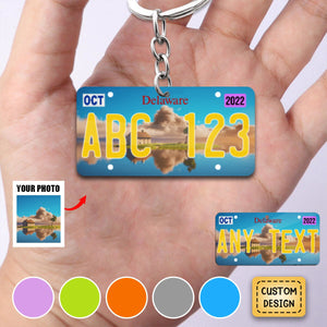 License Plate For Any State Personalized Photo Acrylic Keychain