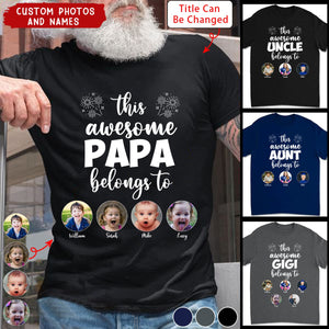 This Awesome Grandpa/Grandma/Dad/Mom Belongs To - Personalized Unisex T-shirt