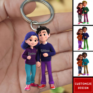 Personalized Cute Couple Keychain - Couple Gift