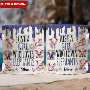 Just A Girl Who Loves Elephants - Personalized Accent Mug