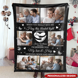 A Hug From Heaven Memorial Gift - Personalized Memory Photo Blanket