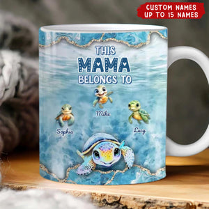 This Grandma Turtle Belongs To Grandkids Beneath Ocean Background Personalized Mug