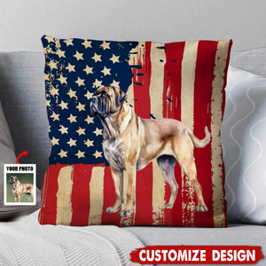 Personalized America Flag Dog Pillow - Gift For Dog Lovers