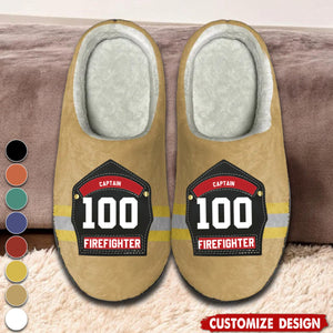 Custom Fire Helmet Shields Personalized Plush Slippers With Firefighter Theme