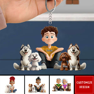 Personalized Cute Cartoon Dog Cat Acrylic Keychain-Gift For Dog Cat Lovers, Couple