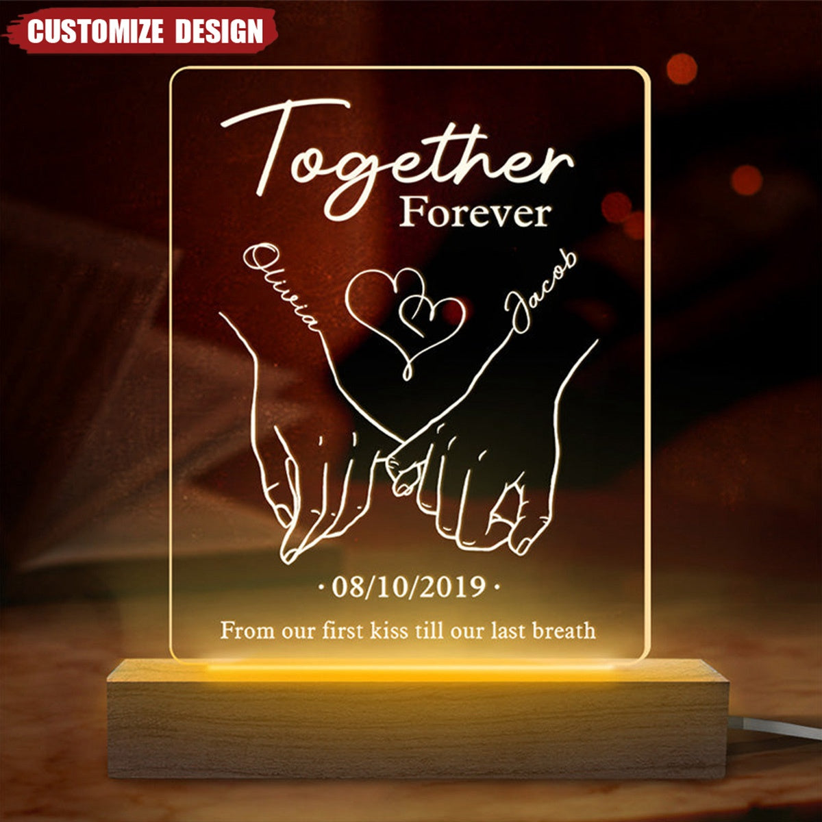 Annoying Each Other Forever - Personalized Couple Rectangle Shaped 3D LED Light