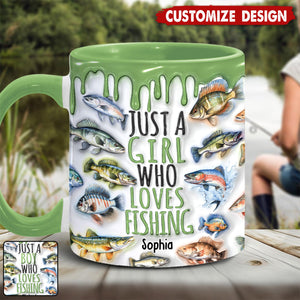 Just A Girl Who Loves Fishing - Personalized Fishing Accent Mug