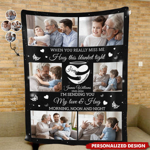 A Hug From Heaven Memorial Gift - Personalized Memory Photo Blanket