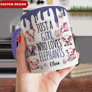 Just A Girl Who Loves Elephants - Personalized Accent Mug