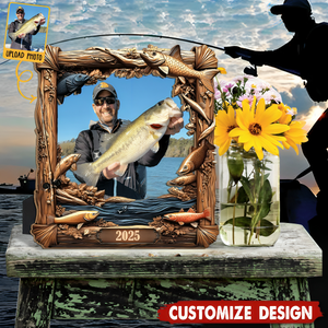 Fishing Memories - Personalized Fishing Cut Shape Photo Frame