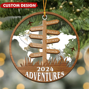 Personalized Travel Adventure Ornament, Custom Traveling Destination - Gift for Travelers - 2024 New Release