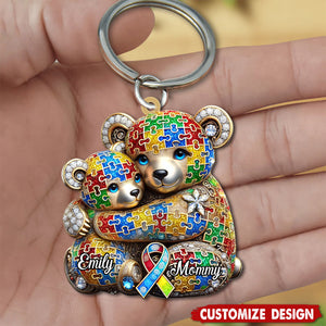 Mama Bear - Personalized Autism Awareness Keychain