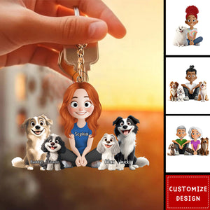 Personalized Cute Cartoon Dog Cat Acrylic Keychain-Gift For Dog Cat Lovers, Couple