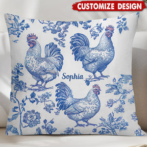 Chicken Toile de Jouy - Personalized Chicken Art Pillow