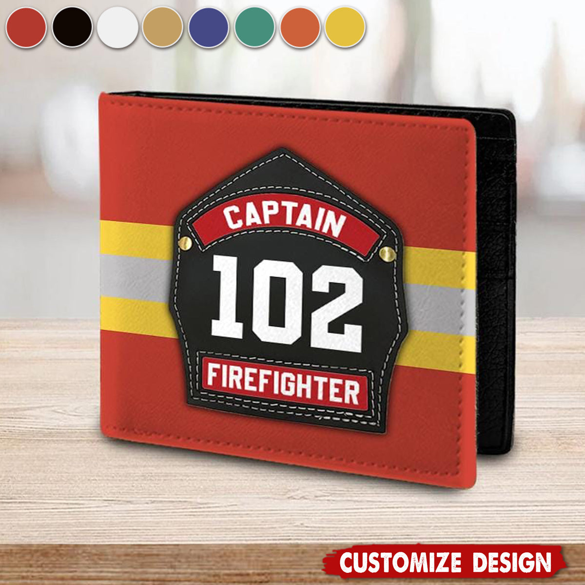 Personalized Fire Helmet Shields Wallet Gift For Firefighter