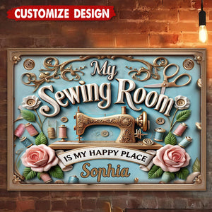 My Sewing Room - Personalized Sewing Rectangle Metal Sign