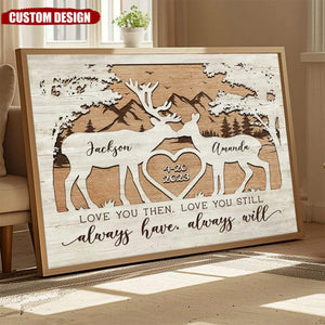 Personalized Deer Couple Poster, Anniversary Gift for Couple