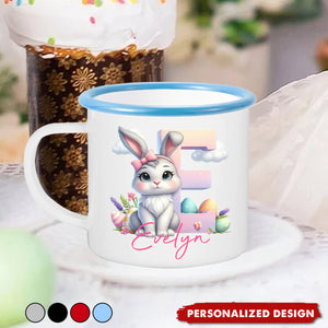 Cute Easter Bunny-Personalized Enamel Mug-Gift for Kids