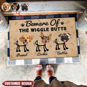 Custom Photo Beware Of The Wiggle Butts - Personalized Doormat